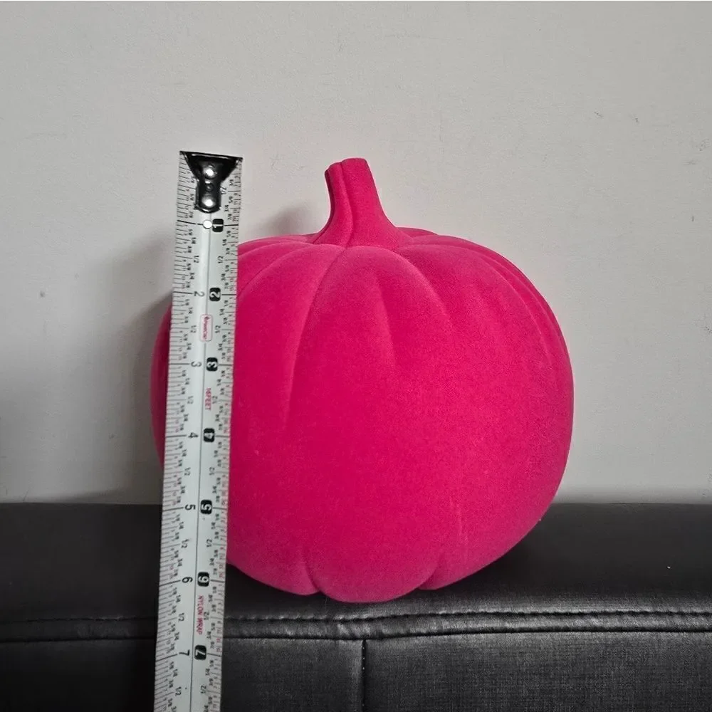Neon Pink Plastic Halloween Flocked Decor Pumpkin from Hyde & EEK! Boutique
